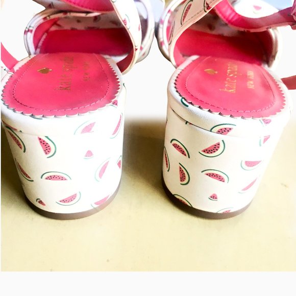 Kate Spade RARE Watermelon Pattern Strappy Open Toe Block Heel - size 7 - Picture 3 of 6